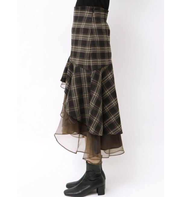 MERCURYDUO「【追加生産】異素材使いティアードスカート」|スカート|