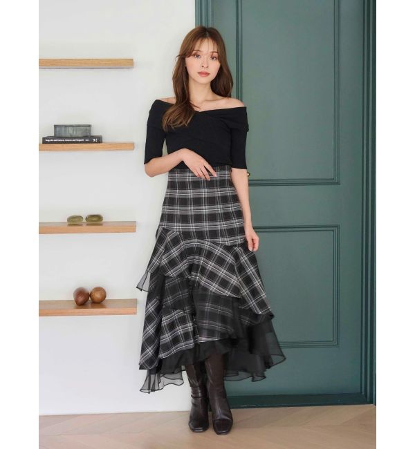 MERCURYDUO「【追加生産】異素材使いティアードスカート」|スカート|