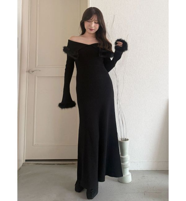 MERCURYDUO「ファートリミングニットワンピース」|ワンピース|