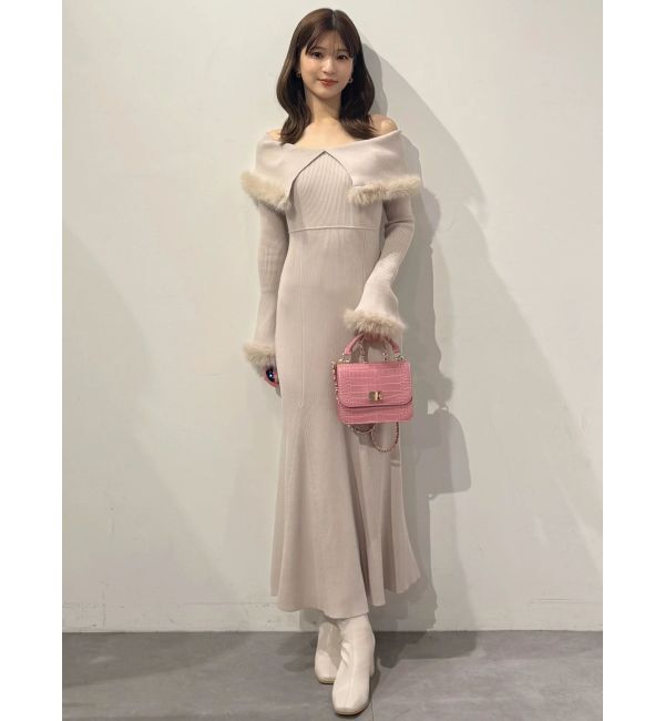 MERCURYDUO「ファートリミングニットワンピース」|ワンピース|