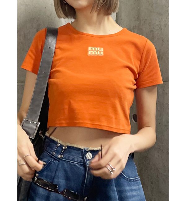 MURUA「ロゴクロップトTシャツ」|Tシャツ・カットソー|オレンジ