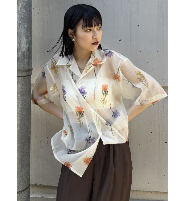 MURUA「フラワーシアーオープンカラーシャツ【WEB限定】」|シャツ・ブラウス|