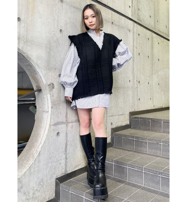 MURUA「オリジナルツイードシャツワンピース【2way】」|ワンピース|