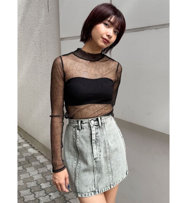 MURUA「プリーツシアーハイネックトップス」|Tシャツ・カットソー|