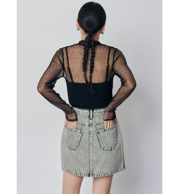 MURUA「プリーツシアーハイネックトップス」|Tシャツ・カットソー|