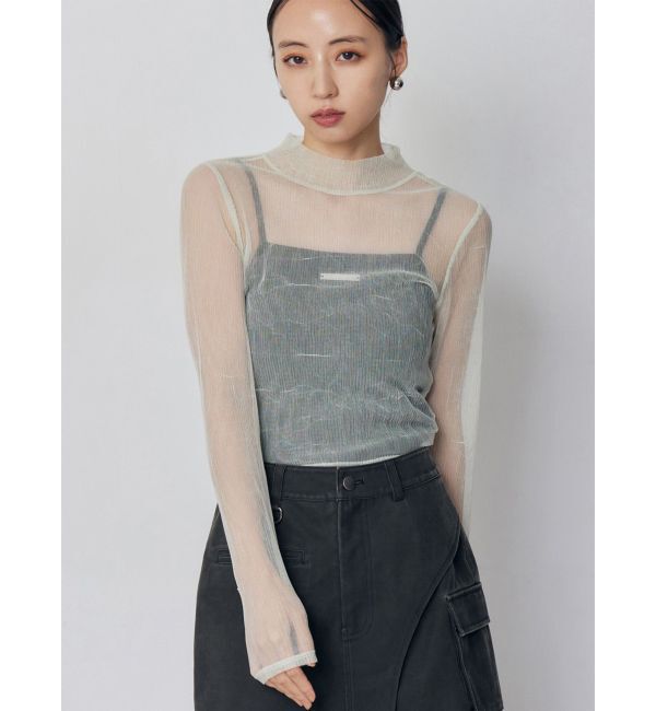 MURUA「プリーツシアーハイネックトップス」|Tシャツ・カットソー|ミントグリーン