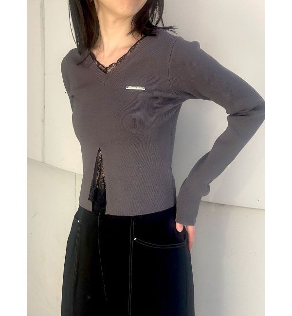 MURUA「レースレイヤードVネックニット」|ニット・セーター|