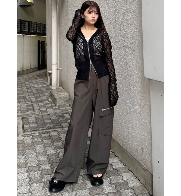 MURUA「スウィッチングスリーブレースフーディ」|パーカー|