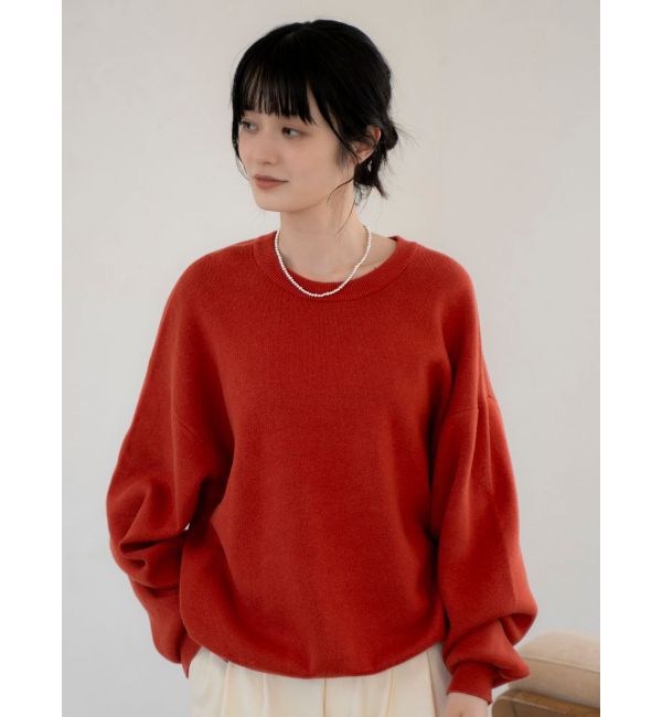 Ungrid「カシミヤ混スムース編みルーズニット」|ニット・セーター|オレンジ
