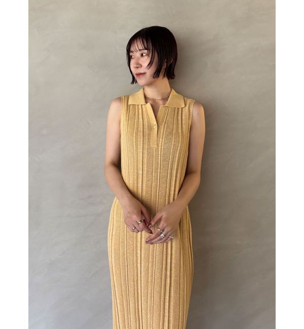 LAGUNAMOON「【追加生産】シャツカラーメランジニットワンピース」|ワンピース|