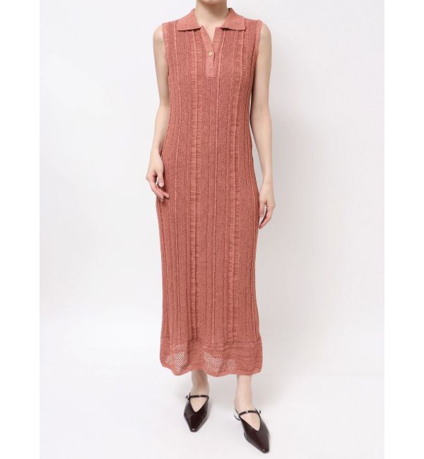 LAGUNAMOON「【追加生産】シャツカラーメランジニットワンピース」|ワンピース|