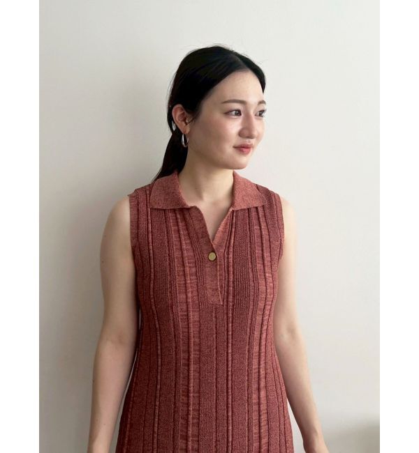 LAGUNAMOON「【追加生産】シャツカラーメランジニットワンピース」|ワンピース|
