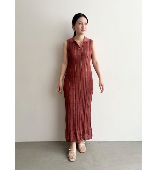 LAGUNAMOON「【追加生産】シャツカラーメランジニットワンピース」|ワンピース|
