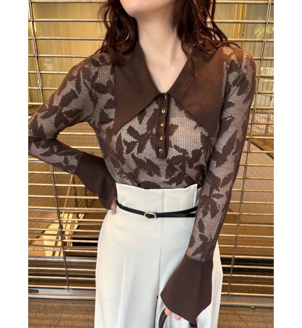 LAGUNAMOON「追加生産【WEB限定】シアージャガードビッグカラーニットプル」|ニット・セーター|