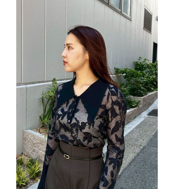 LAGUNAMOON「追加生産【WEB限定】シアージャガードビッグカラーニットプル」|ニット・セーター|