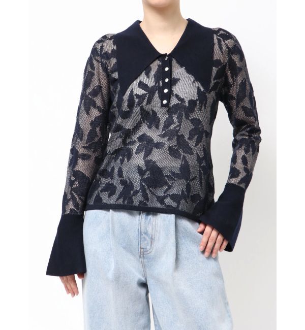 LAGUNAMOON「追加生産【WEB限定】シアージャガードビッグカラーニットプル」|ニット・セーター|