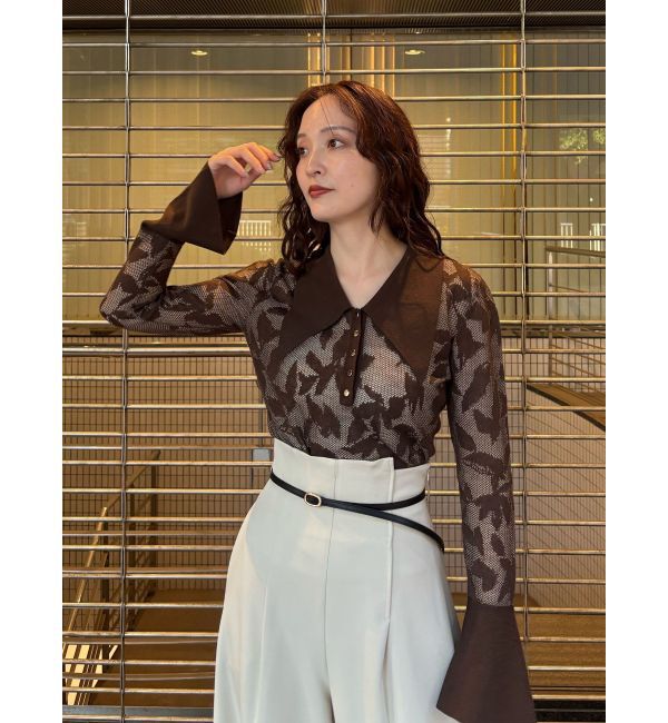 LAGUNAMOON「追加生産【WEB限定】シアージャガードビッグカラーニットプル」|ニット・セーター|