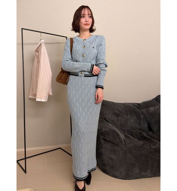 LAGUNAMOON「【POLO BCSコラボ】コットンケーブルニットカーディガンスカートセットアップ」|ワンピース|