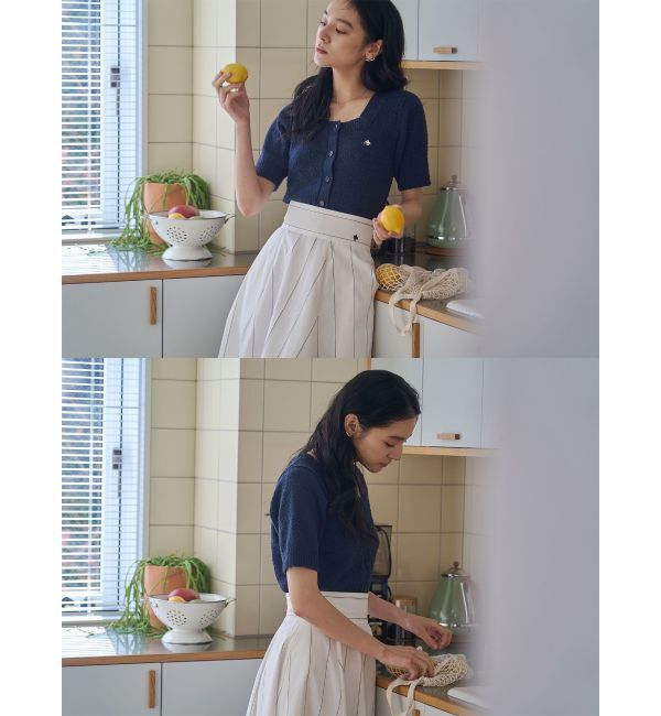 LAGUNAMOON「【POLO BCSコラボ】ブークレヤーンハーフスリーブコンパクトニットカーディガン」|ニット・セーター|