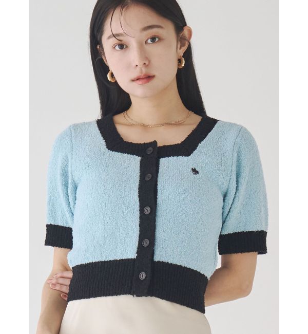 LAGUNAMOON「【POLO BCSコラボ】ブークレヤーンハーフスリーブコンパクトニットカーディガン」|ニット・セーター|