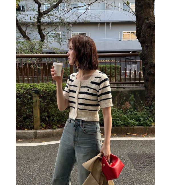 LAGUNAMOON「【POLO BCSコラボ】ブークレヤーンハーフスリーブコンパクトニットカーディガン」|ニット・セーター|