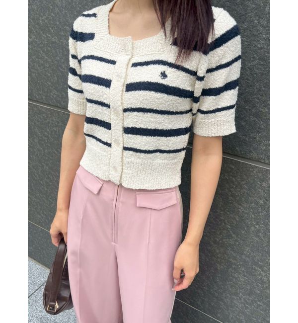 LAGUNAMOON「【POLO BCSコラボ】ブークレヤーンハーフスリーブコンパクトニットカーディガン」|ニット・セーター|