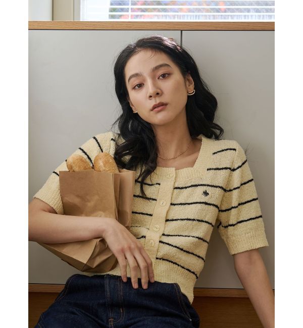 LAGUNAMOON「【POLO BCSコラボ】ブークレヤーンハーフスリーブコンパクトニットカーディガン」|ニット・セーター|