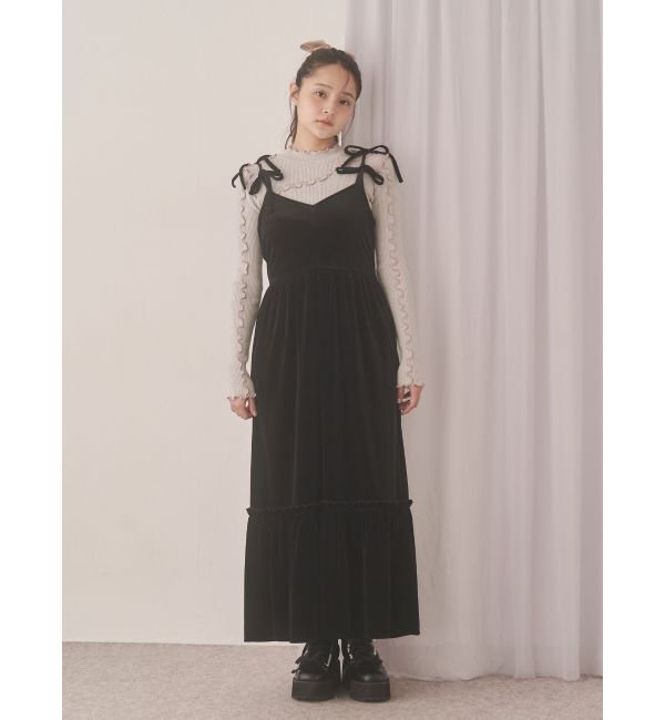 merry jenny「アシメribbonベロアワンピース」|ワンピース|