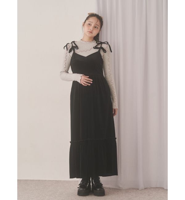 merry jenny「アシメribbonベロアワンピース」|ワンピース|