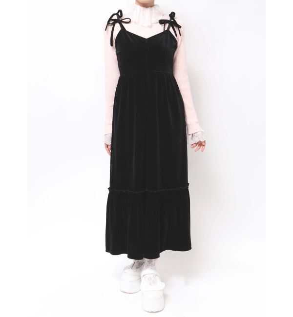 merry jenny「アシメribbonベロアワンピース」|ワンピース|