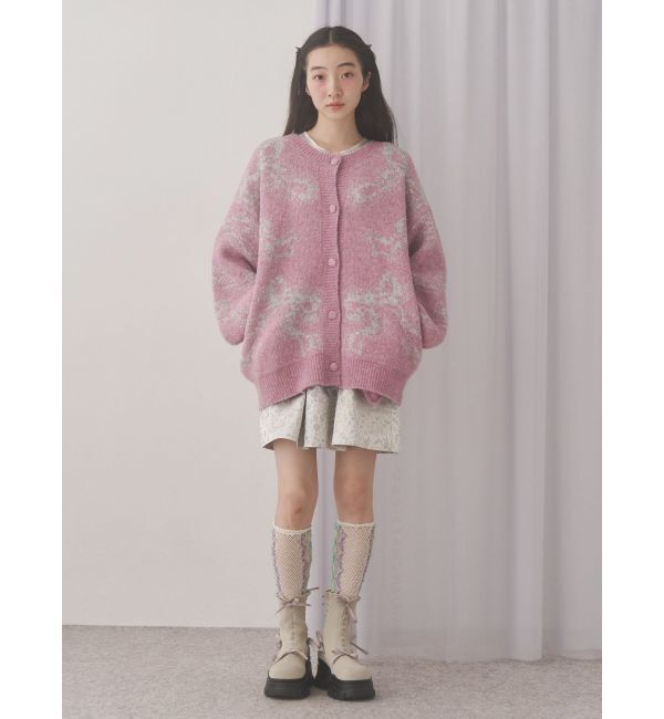 merry jenny「ribbon jacquard knit cardigan」|カーディガン|