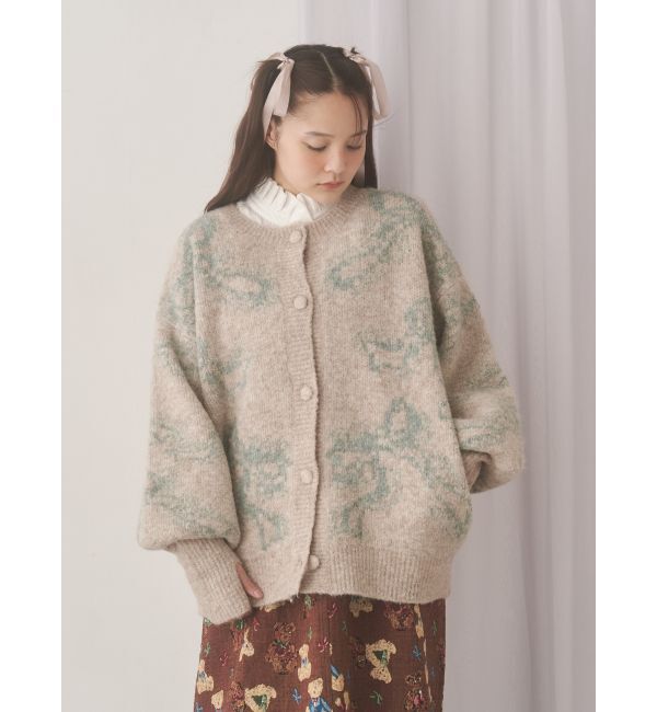 merry jenny「ribbon jacquard knit cardigan」|カーディガン|