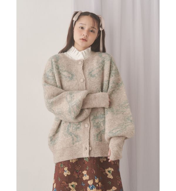 merry jenny「ribbon jacquard knit cardigan」|カーディガン|