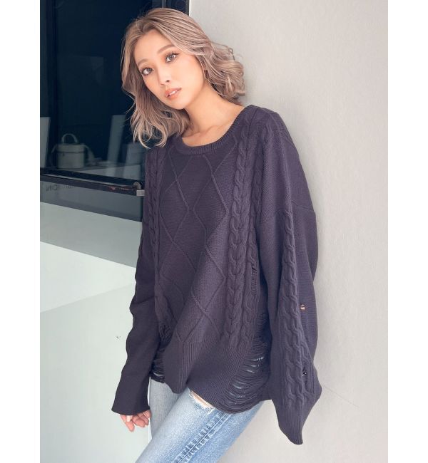 GYDA「クラッシュ LOOSE ニットトップス」|ニット・セーター|