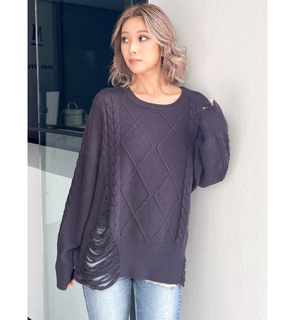 GYDA「クラッシュ LOOSE ニットトップス」|ニット・セーター|