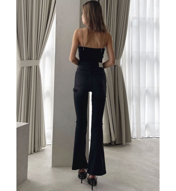 GYDA「【せいせいコラボ】ハイウエストストーンフレアパンツ」|デニム|