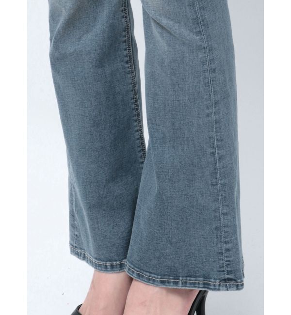 GYDA「【せいせいコラボ】ハイウエストストーンフレアパンツ」|デニム|