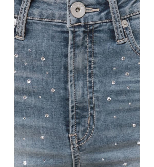 GYDA「【せいせいコラボ】ハイウエストストーンフレアパンツ」|デニム|