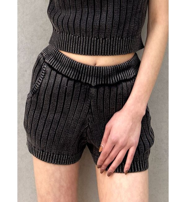 GYDA「ブリーチニットショートパンツ」|その他|ブラック