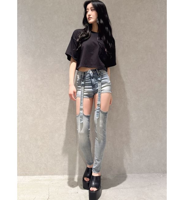 GYDA「ハイウエストdetachableスキニーデニムパンツ」|デニム|