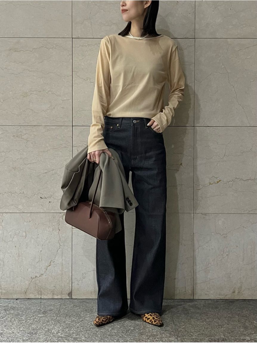 Mila Owen「セルビッチワイドストレートデニムパンツ【ウォッシャブル】」|デニム|