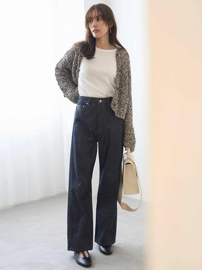Mila Owen「セルビッチワイドストレートデニムパンツ【ウォッシャブル】」|デニム|