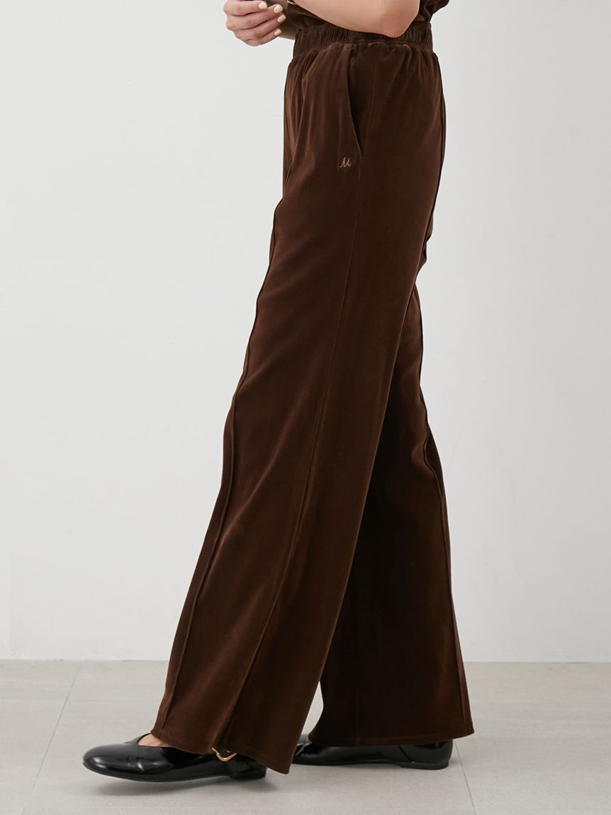 Mila Owen「【セットアップ対応】ベロアSET UPウエストゴムイージーパンツ」|チノ|