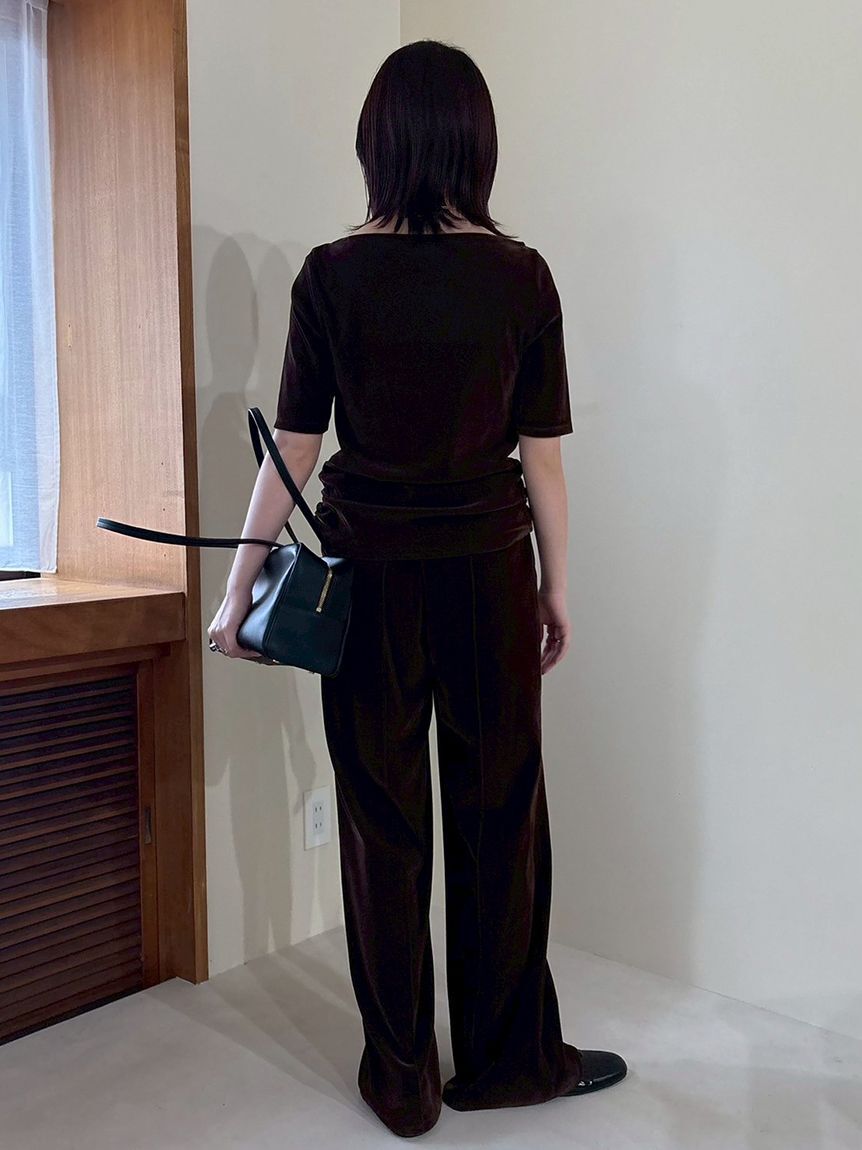 Mila Owen「【セットアップ対応】ベロアSET UPウエストゴムイージーパンツ」|チノ|