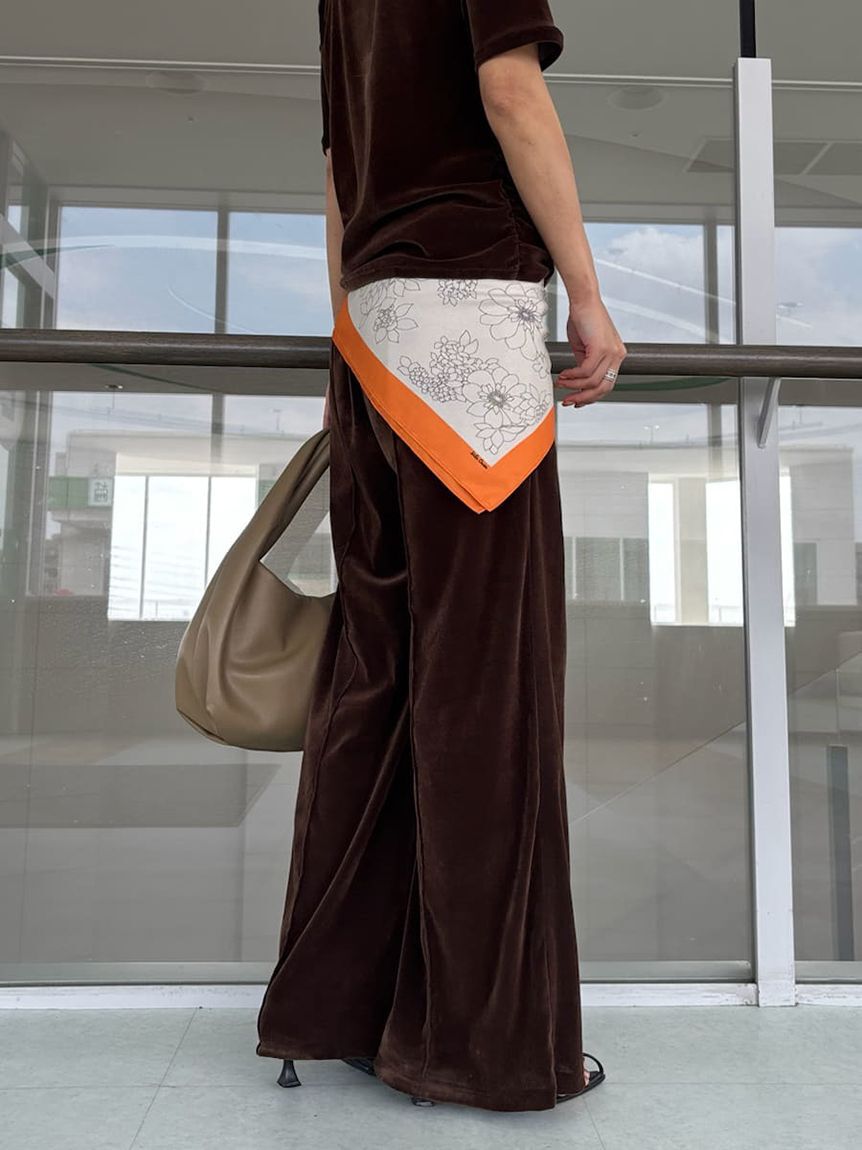 Mila Owen「【セットアップ対応】ベロアSET UPウエストゴムイージーパンツ」|チノ|