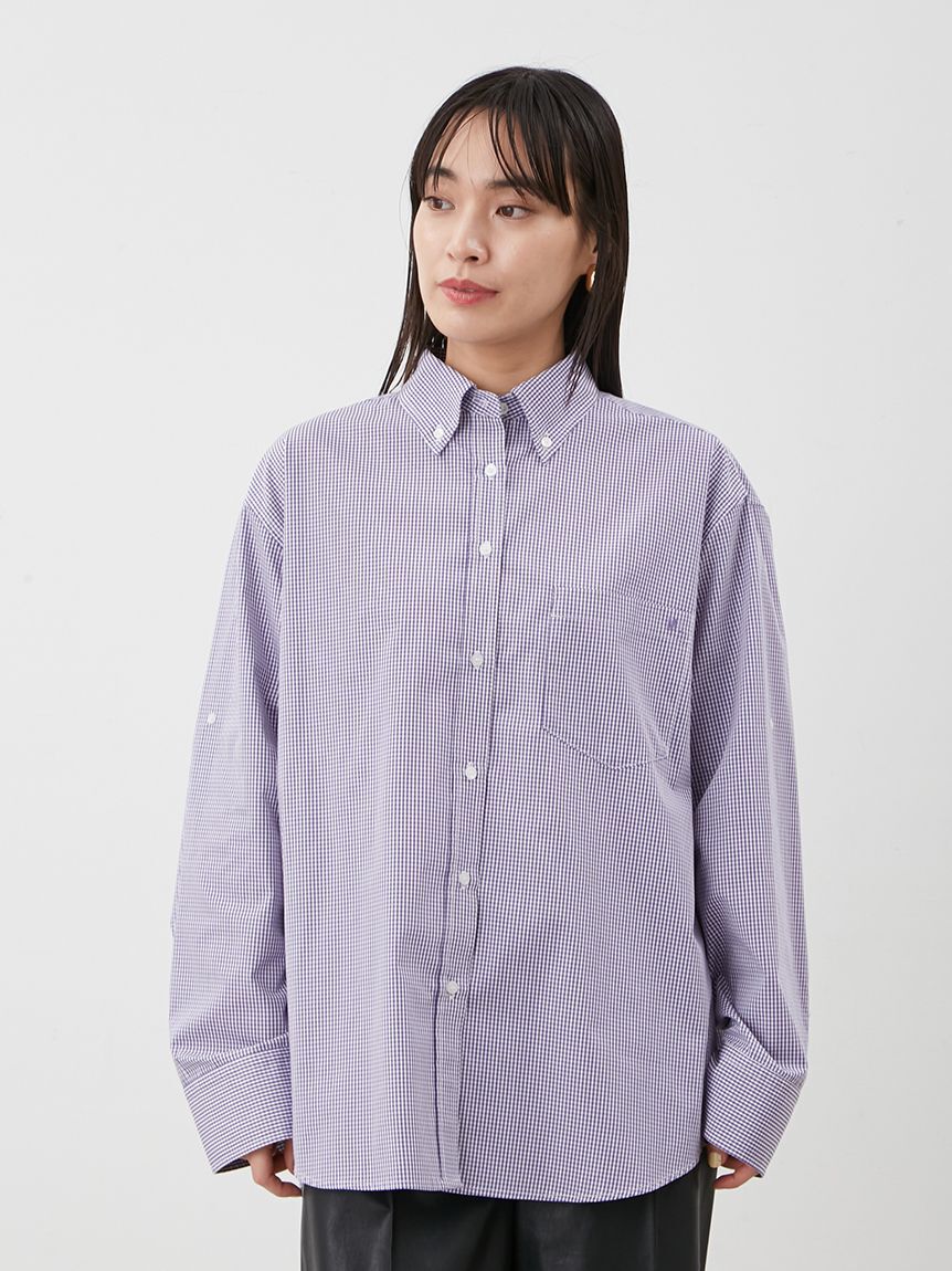 Mila Owen「タブスリーブ釦ダウン柄シャツ」|シャツ・ブラウス|