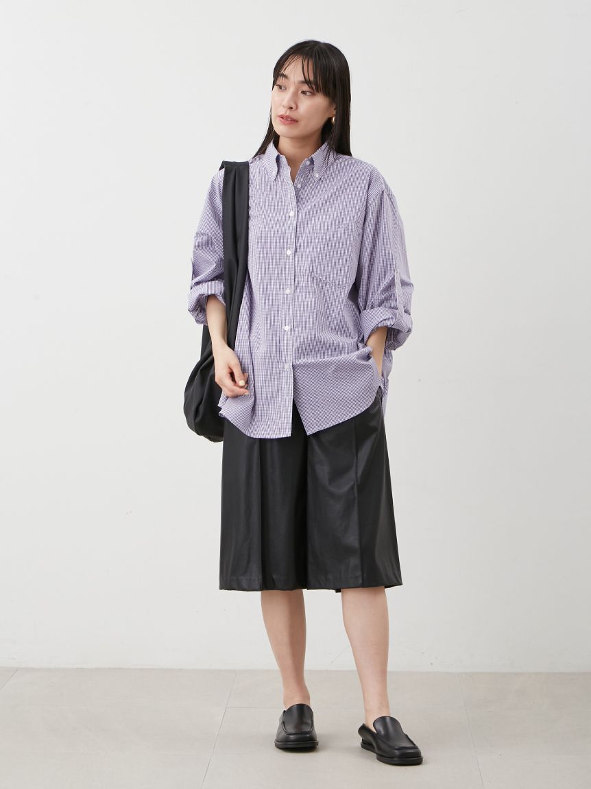 Mila Owen「タブスリーブ釦ダウン柄シャツ」|シャツ・ブラウス|