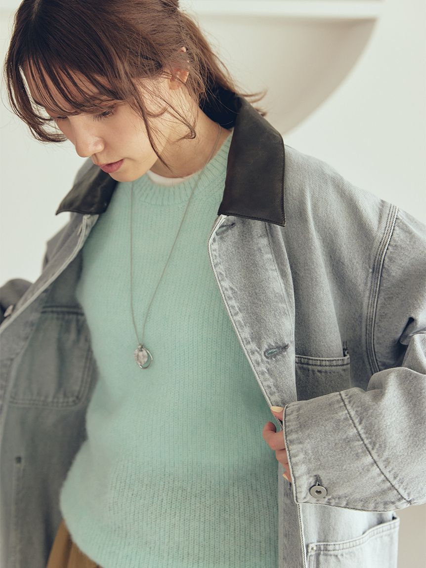 Mila Owen「ハーフ丈デニムカバーオール」|デニムジャケット|