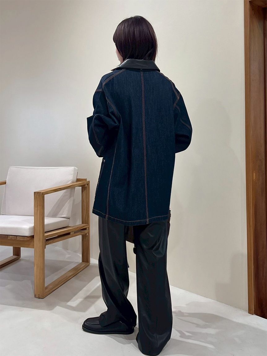 Mila Owen「ハーフ丈デニムカバーオール」|デニムジャケット|