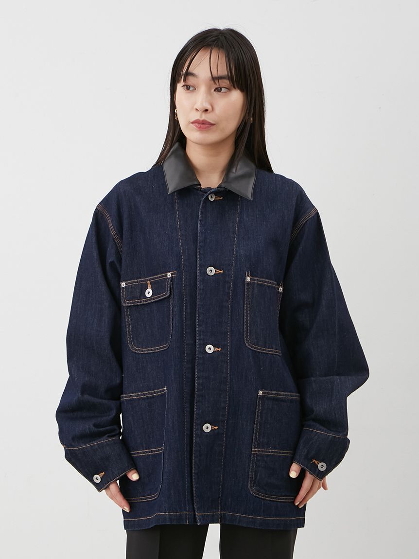 Mila Owen「ハーフ丈デニムカバーオール」|デニムジャケット|
